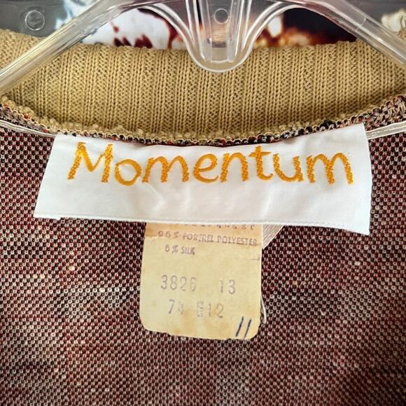 Vintage Momentum Silk Polyester Blend Open Front Leaf Print Cardigan Sweater M - Picture 5 of 9